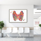 Framed thyroid structure watercolor print in a clinic waiting room