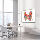 Framed thyroid structure watercolor print in an endocrinology clinic