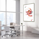 Framed trigeminal nerve anatomy watercolor print in a neurology clinic