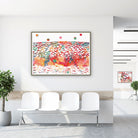 Framed uterine cervix & epithelial cells watercolor print in a clinic waiting room