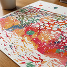 Close-up of uterine cervix & epithelial cells watercolor print showing paper texture and grain