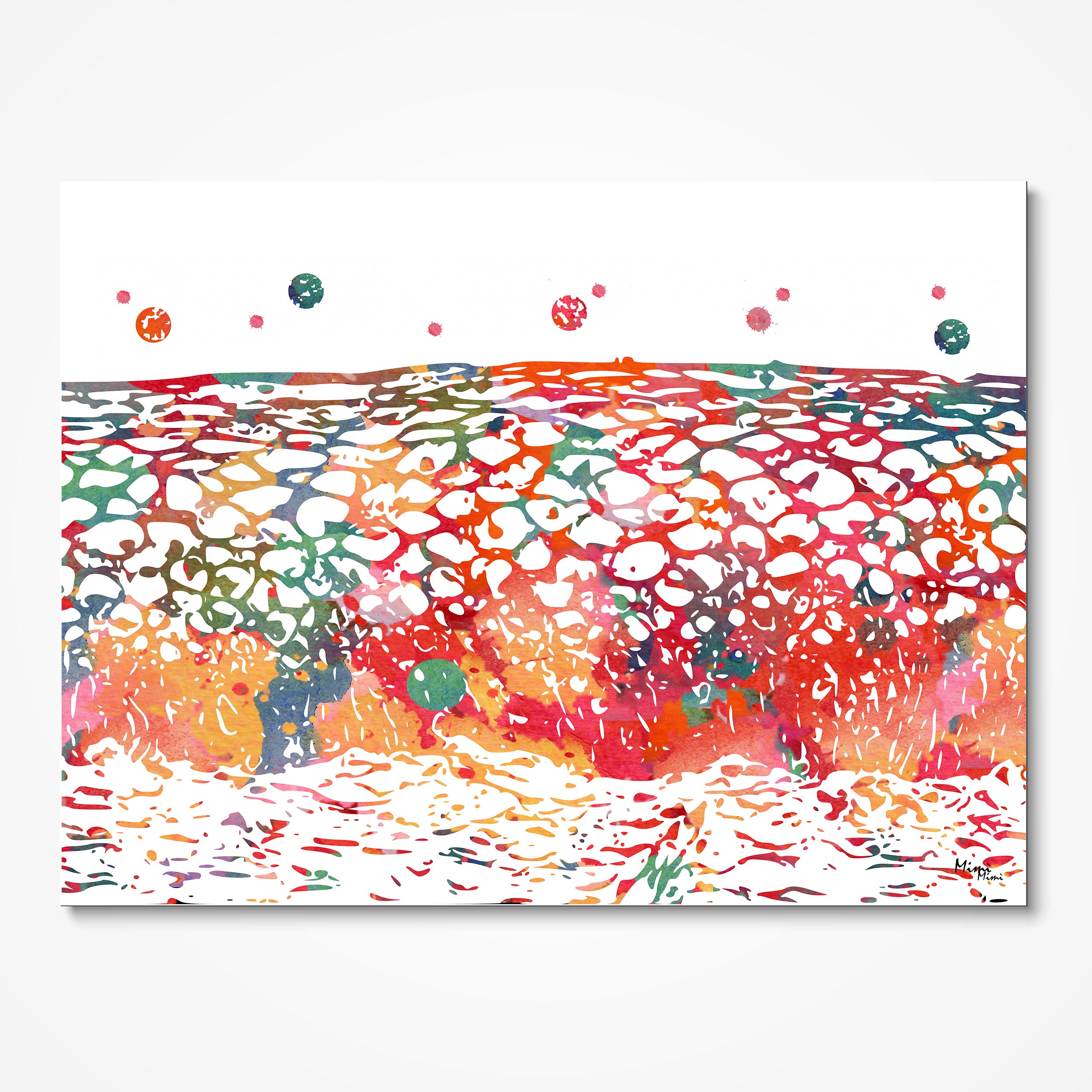 Uterine Cervix & Epithelial Cells watercolor art print for OB-GYN clinic wall decor