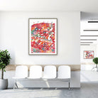 Framed uterine lining (endometrium) watercolor print in a clinic waiting room
