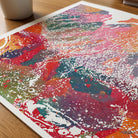 Close-up of uterus tissue histology watercolor print showing paper texture and grain