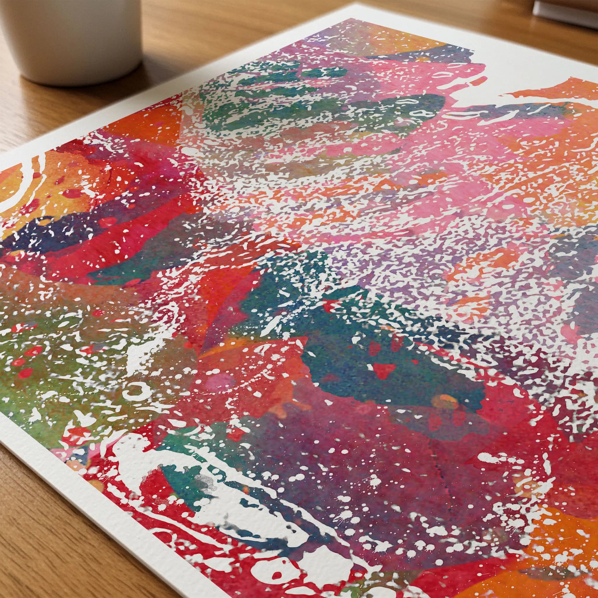 Close-up of uterus tissue histology watercolor print showing paper texture and grain