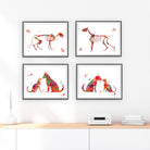 Veterinary print set watercolor print hanging in a living room