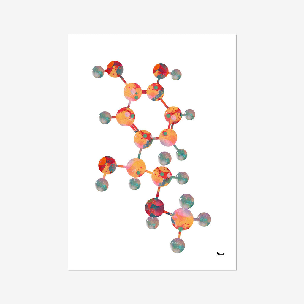 Adrenaline Molecule Watercolor Science Art Print