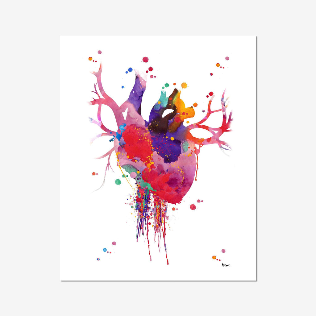 Anatomical Heart Watercolor Abstract Anatomy Poster Clinic wall Decor