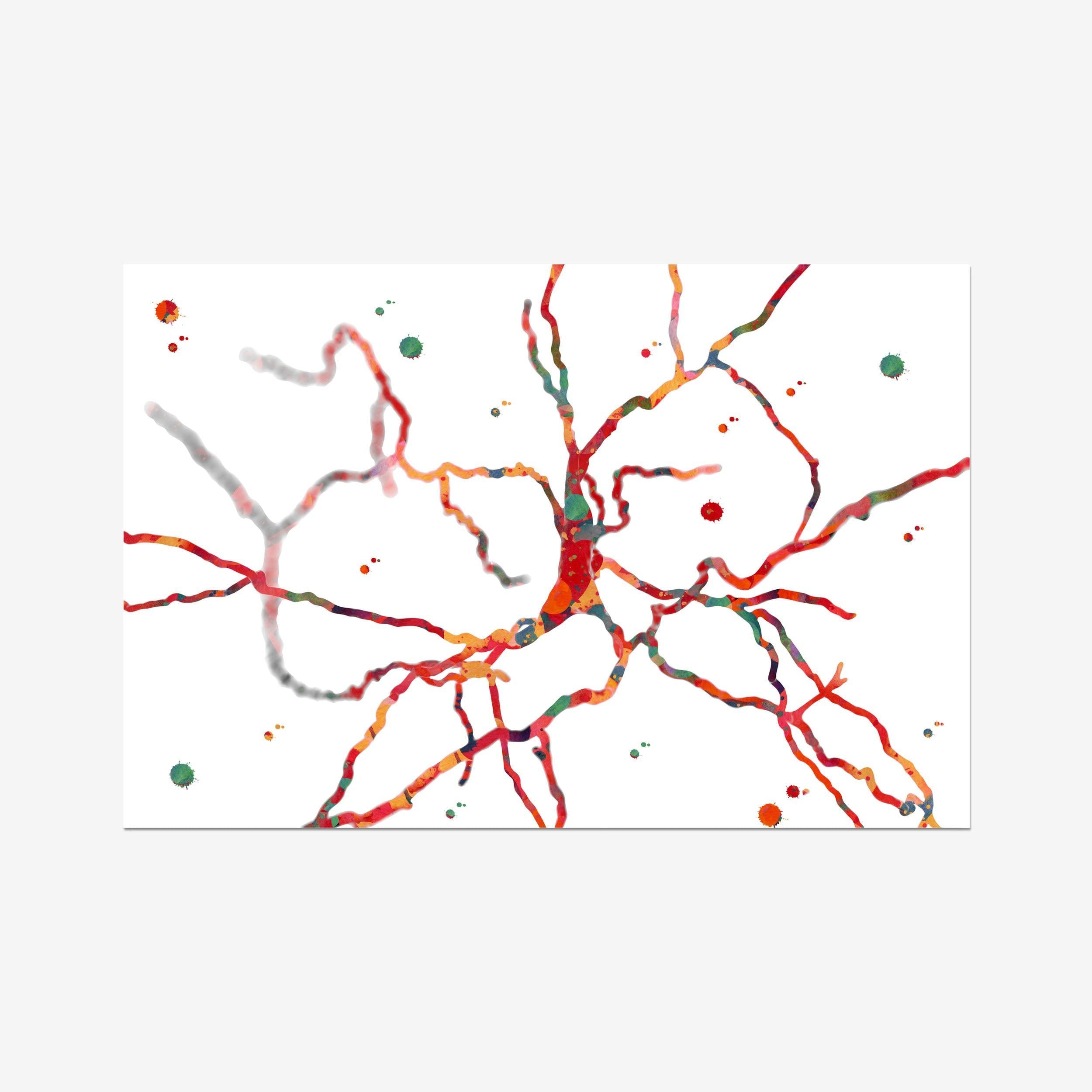 Brain Art Print Dopamine Neurons Connection Watercolor Painting Print