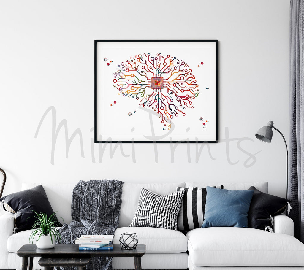 Brain Circuit Board Print Abstract Science Poster