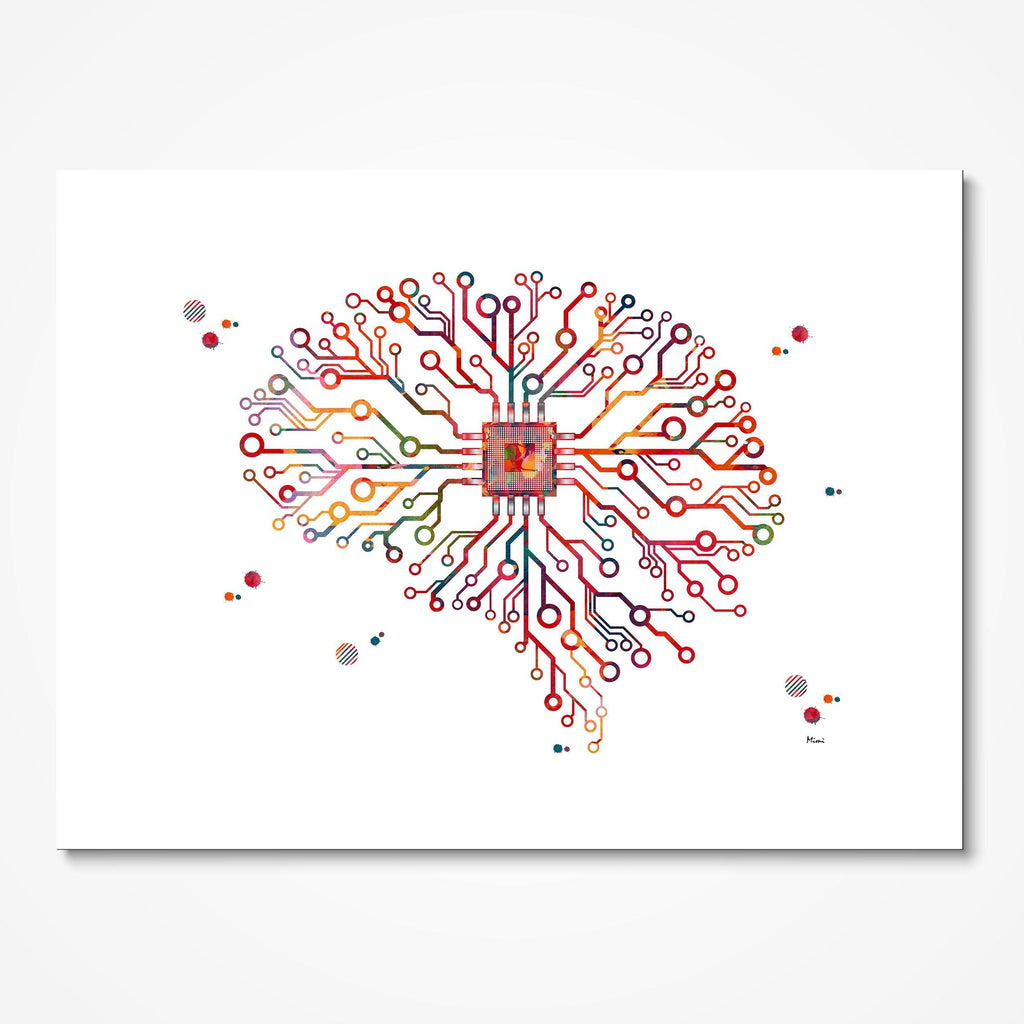 Brain Circuit Board Print Abstract Science Poster