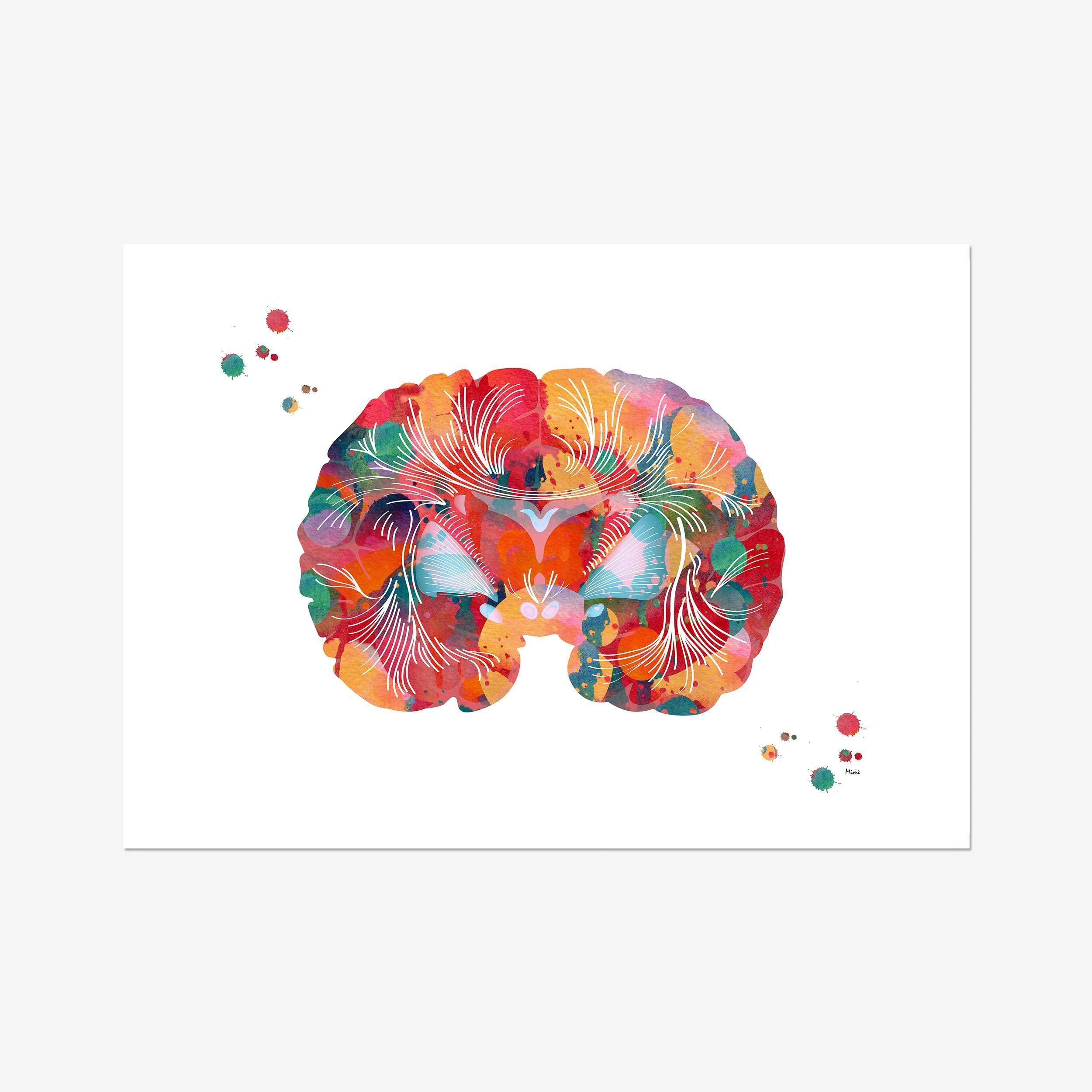 Brain Watercolor Print Abstract Anatomy Art