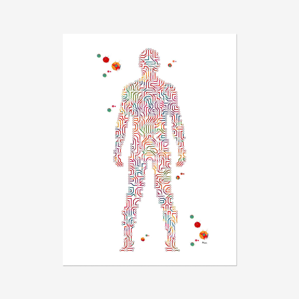 Circuit Board Man Print Abstract Computer IT Science Hi-Tech Electronics Poster