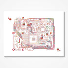 Circuit Board Science Print Motherboard With Chips Computer Illustration Electronics Poster