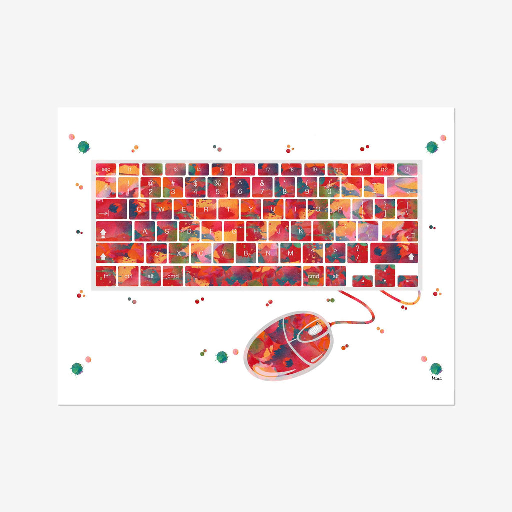 Computer Keyboard Print Computer IT Science Hi-Tech Electronics Poster PC Keyboard And Mouse