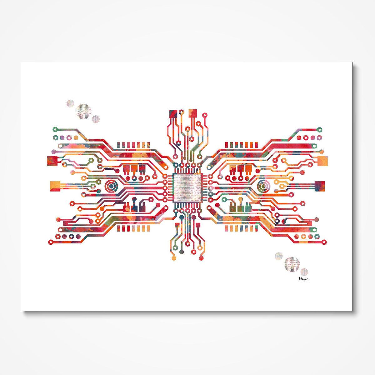Computer Motherboard With Binary Code Print Computer Tech IT Poster ...