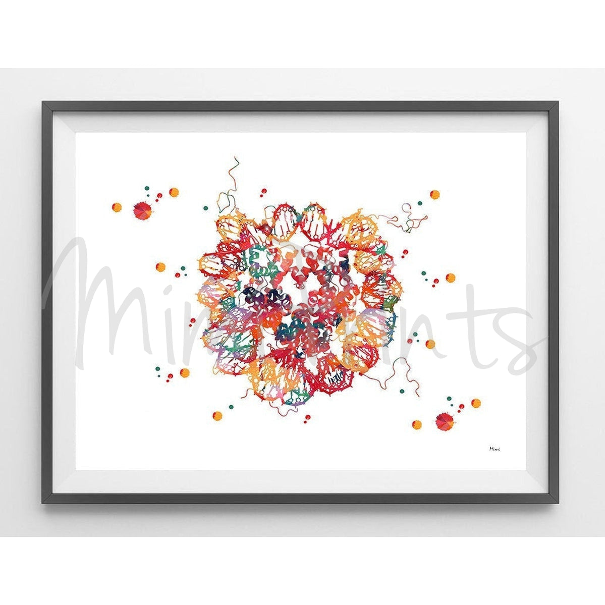 DNA Nucleosome Science Print Crystal Structure of Nucleosome Core Watercolor Genetics Art Poster