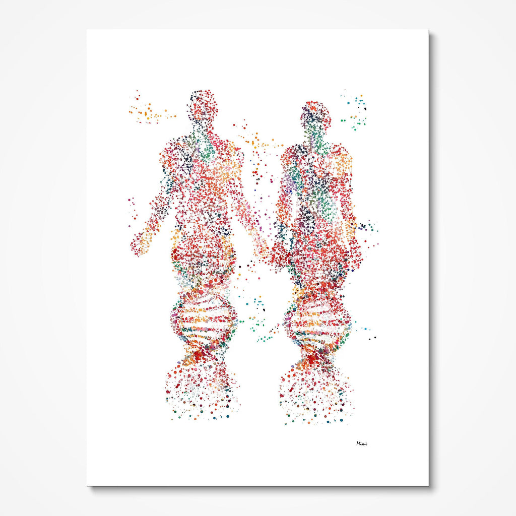 DNA Science Print Abstract Poster Of Male And Female Body Made From DNA Molecules