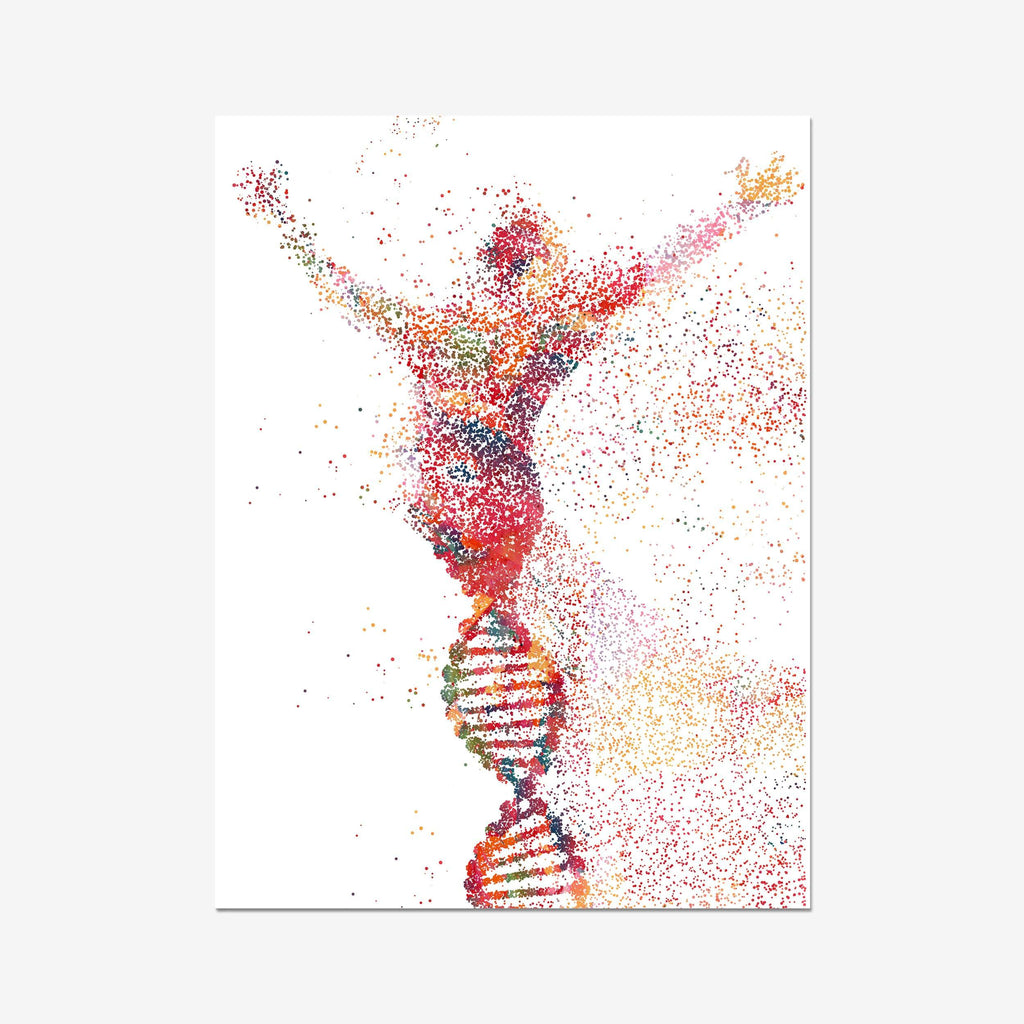 DNA Shaped Man Abstract Science Art Print Poster Of The Human Body Made Of DNA Molecules