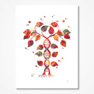 DNA Tree Of Life Watercolor Print Abstract Science Poster Of a Tree With The Dna Helix Trunk