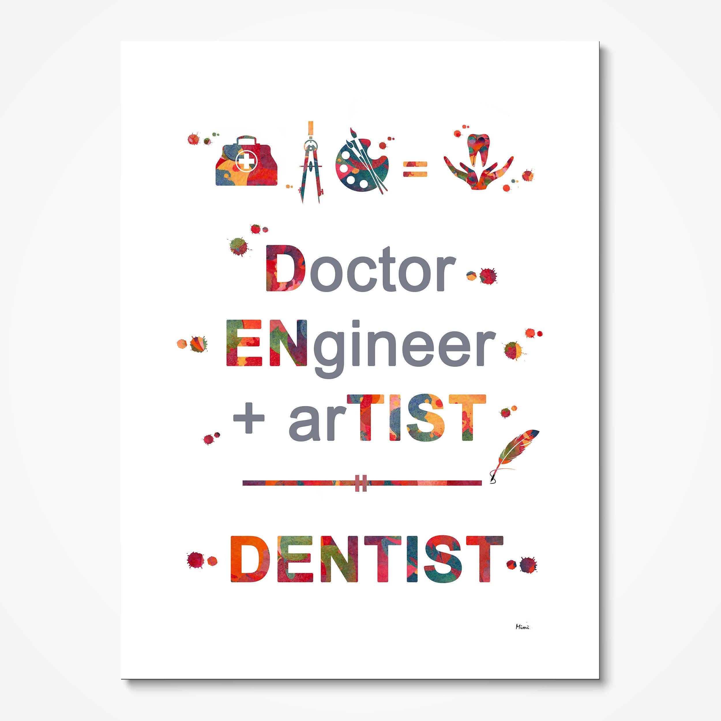 Dental Art Dentist Print With Quote Doctor Engineer Artist Dentist Dental Care Poster Dentist Clinic Wall Decor Print