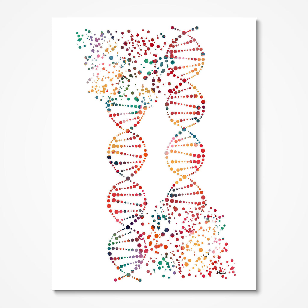 Dna Art Print Double Helix Science Art Watercolor Poster Genetics Art Print Abstract DNA Illustration
