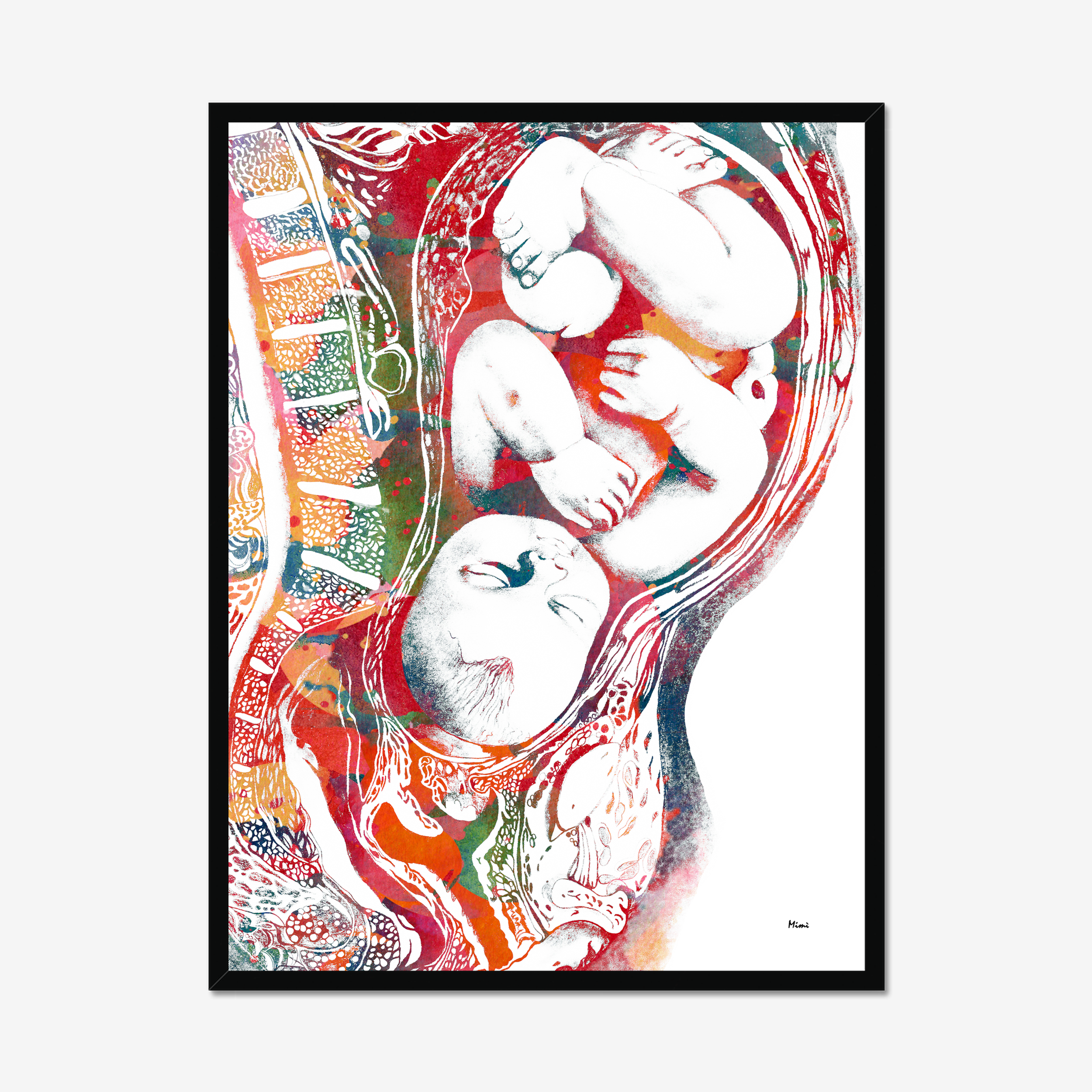 Full-term Baby In Womb Anatomy Print Child Birth Illustration Ob-Gyn Clinic Wall Decor