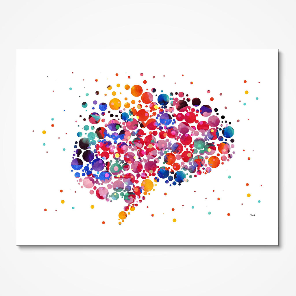 Human Brain Abstract Anatomy Print Brain Cells Watercolor Illustration Medical Clinic Wall Decor