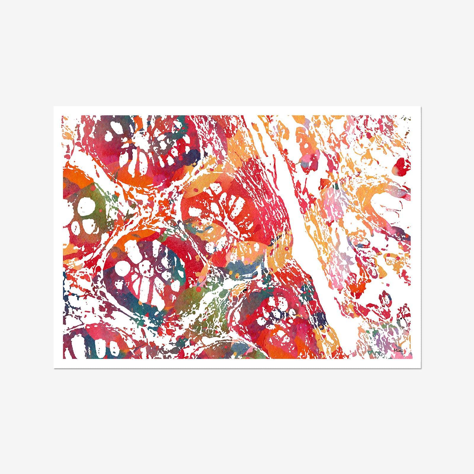 Human Colon Watercolor Print Microscopic View Of The Colon Tissue Poster Histology Medical Watercolor Art