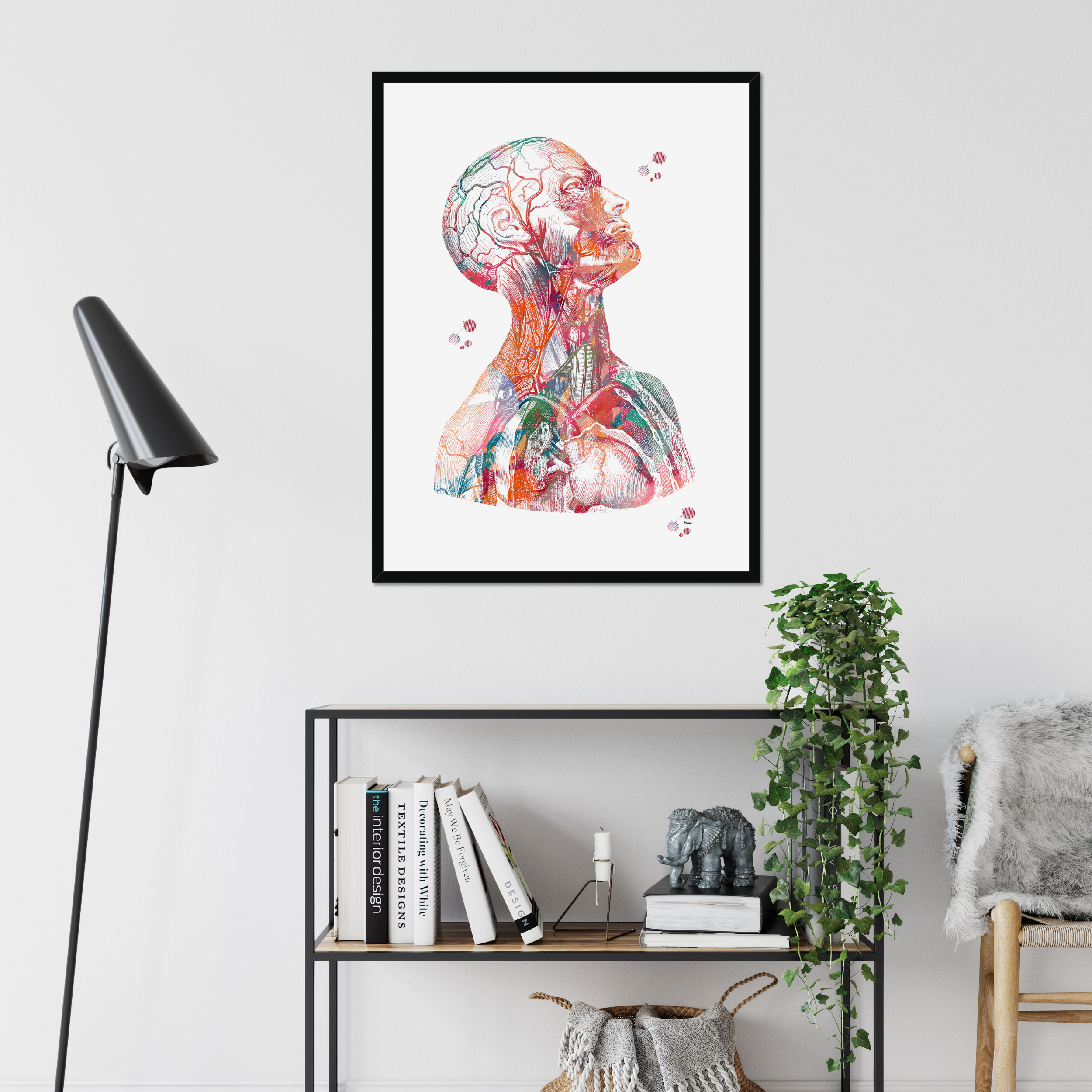 Human Head And Torso Anatomy Art Print Medical Clinic Wall Decor