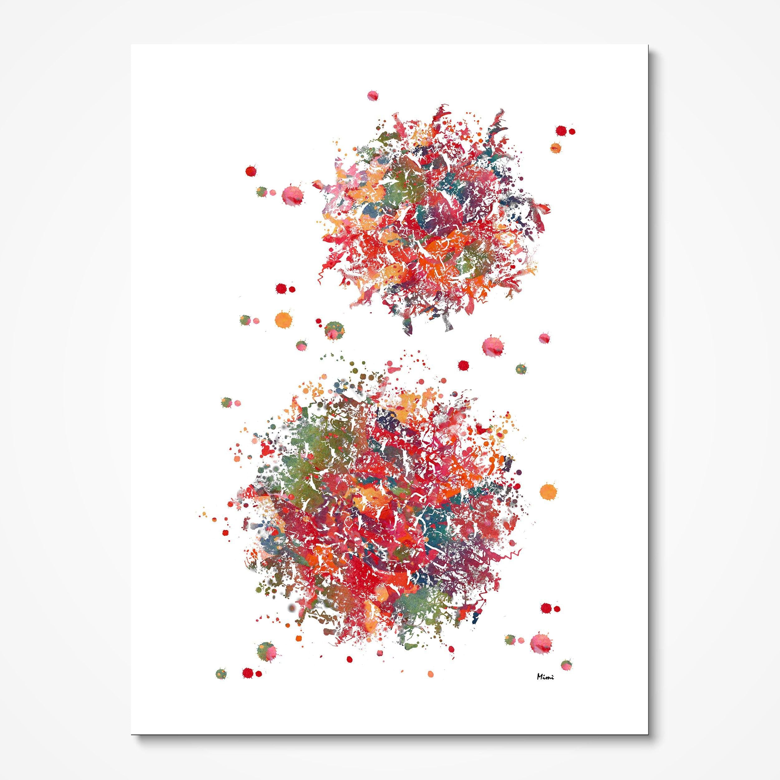 Immune System Science Art Print T-cells Watercolor Poster T-lymphocytes Illustration