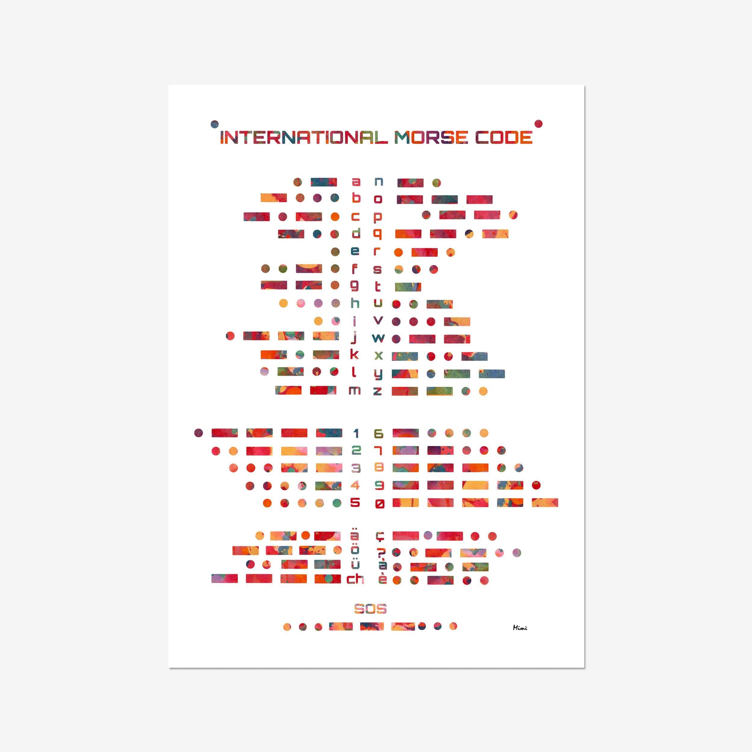 Morse Code Science Print International Morse Code Poster Morse Alphabet Dots and Dashes Illustration