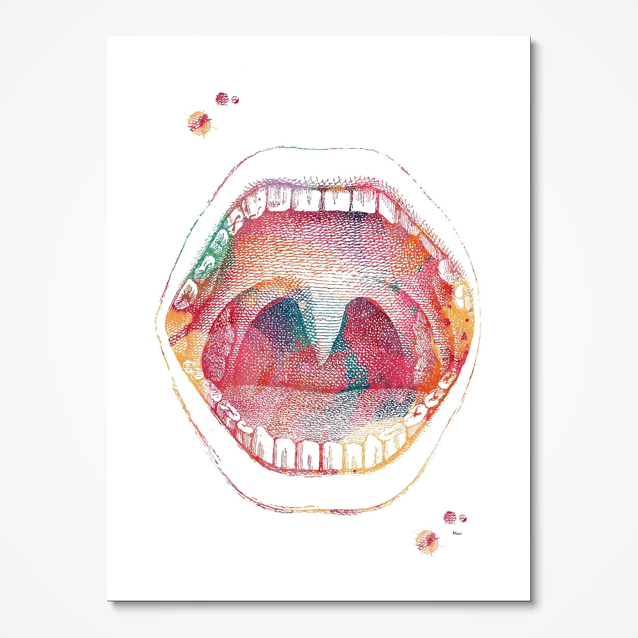 Mouth Anatomy Print Medical Illustration Medicine Clinic Wall Decor