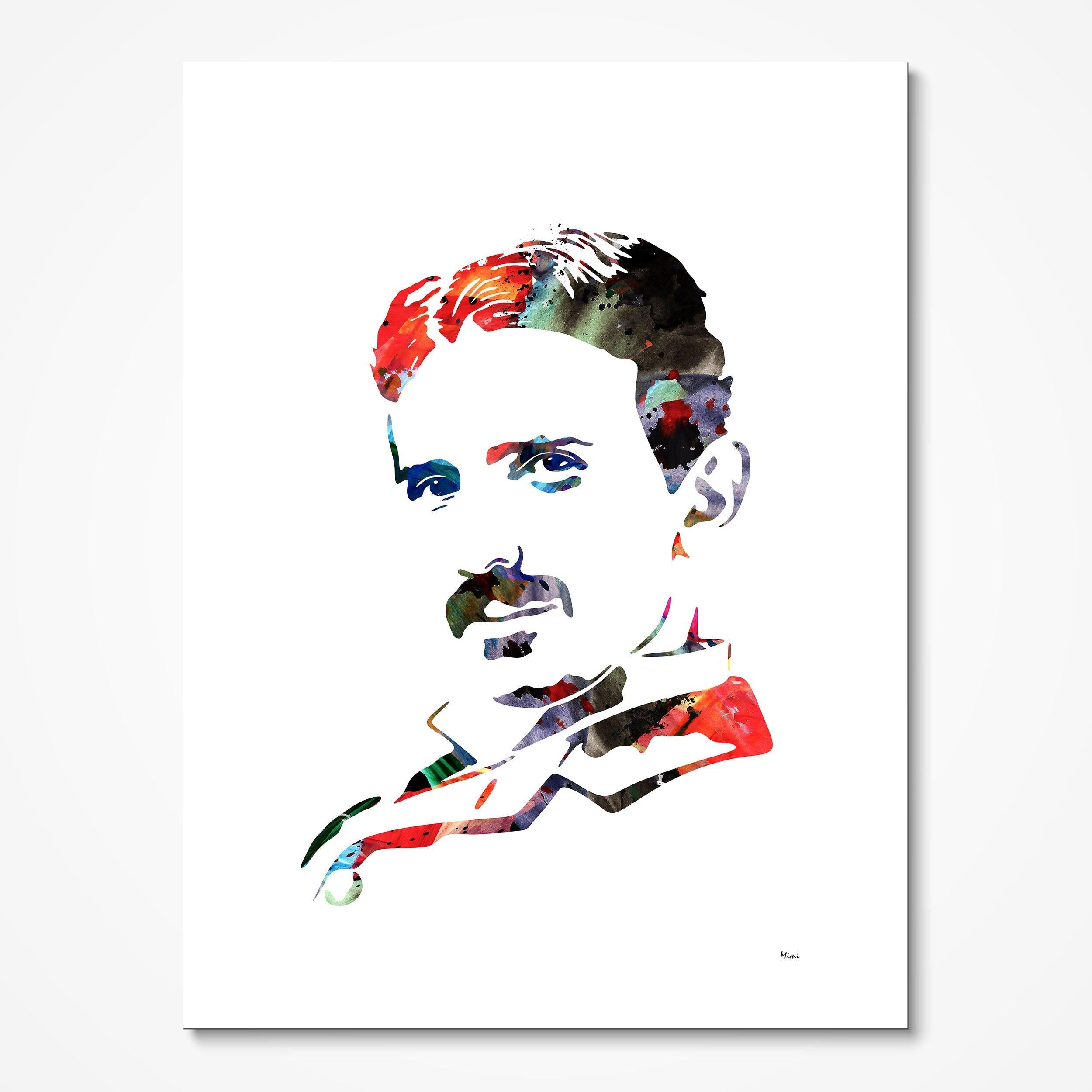 Nikola Tesla Science Art Print inventor Nikola Testa Poster Nikola Tesla illustration