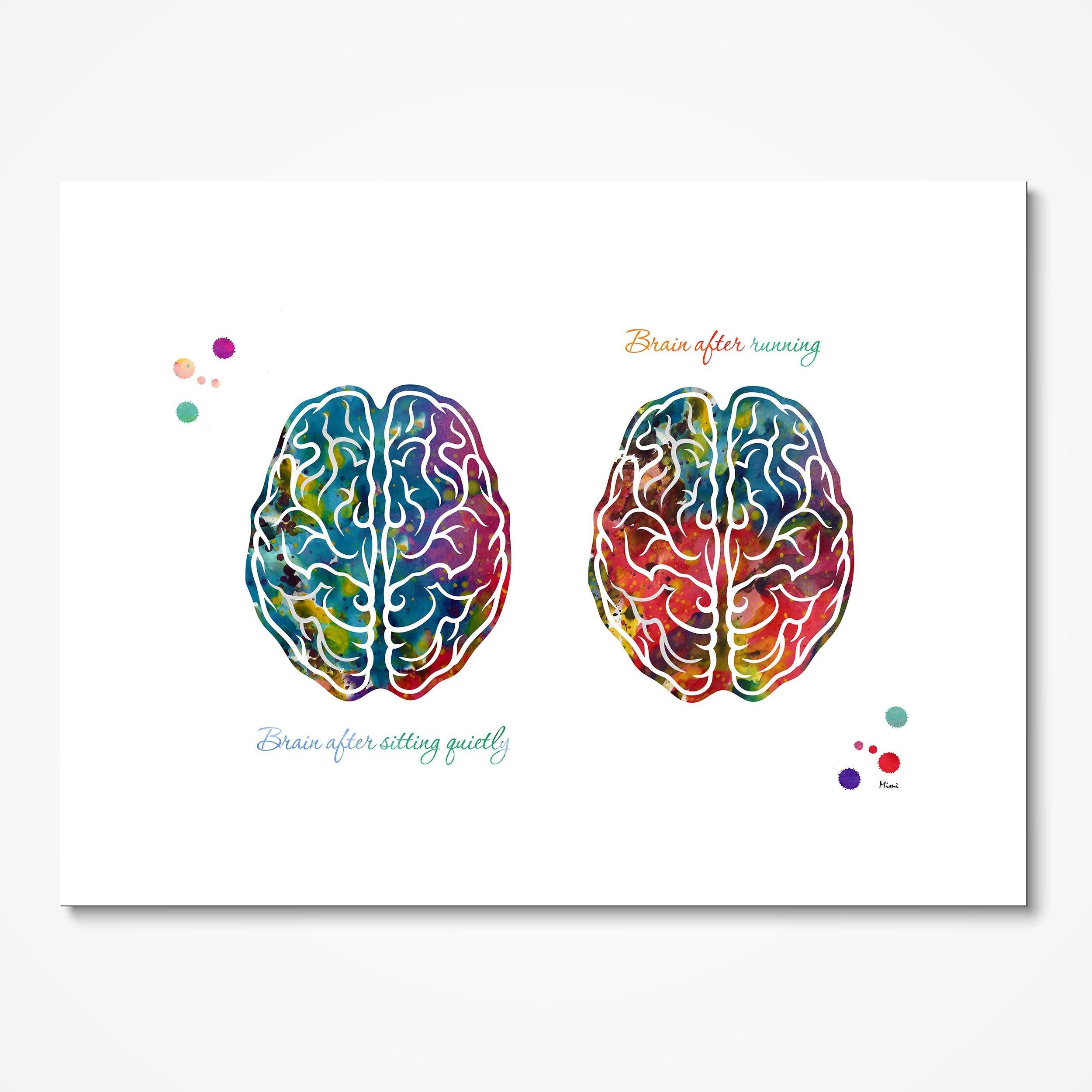 Runner's Brain Functions Anatomy Art Watercolor Print