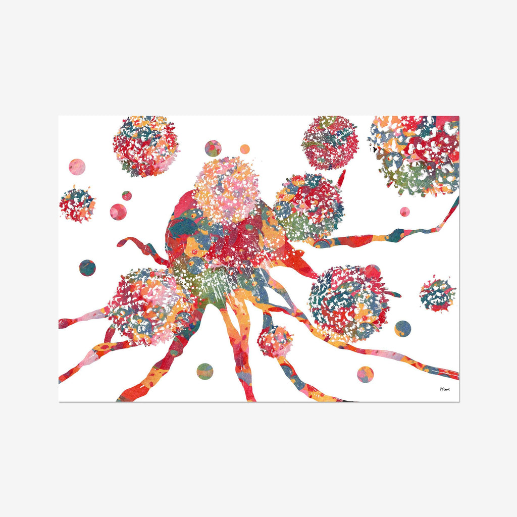 T-cells Anatomy Print T-lymphocytes Attacking The Cancer Cell Poster Immune System Cells Treatment