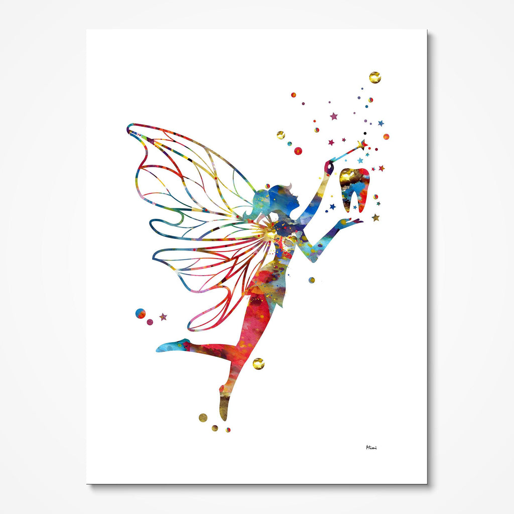 Tooth Fairy Dental Art Print Pediatric Oral Care Watercolor Poster