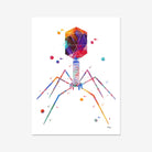 Bacteriophage watercolor art print for virology lab wall decor