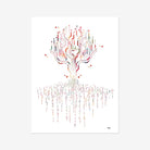 Binary Code Tree watercolor art print for technology office wall decor