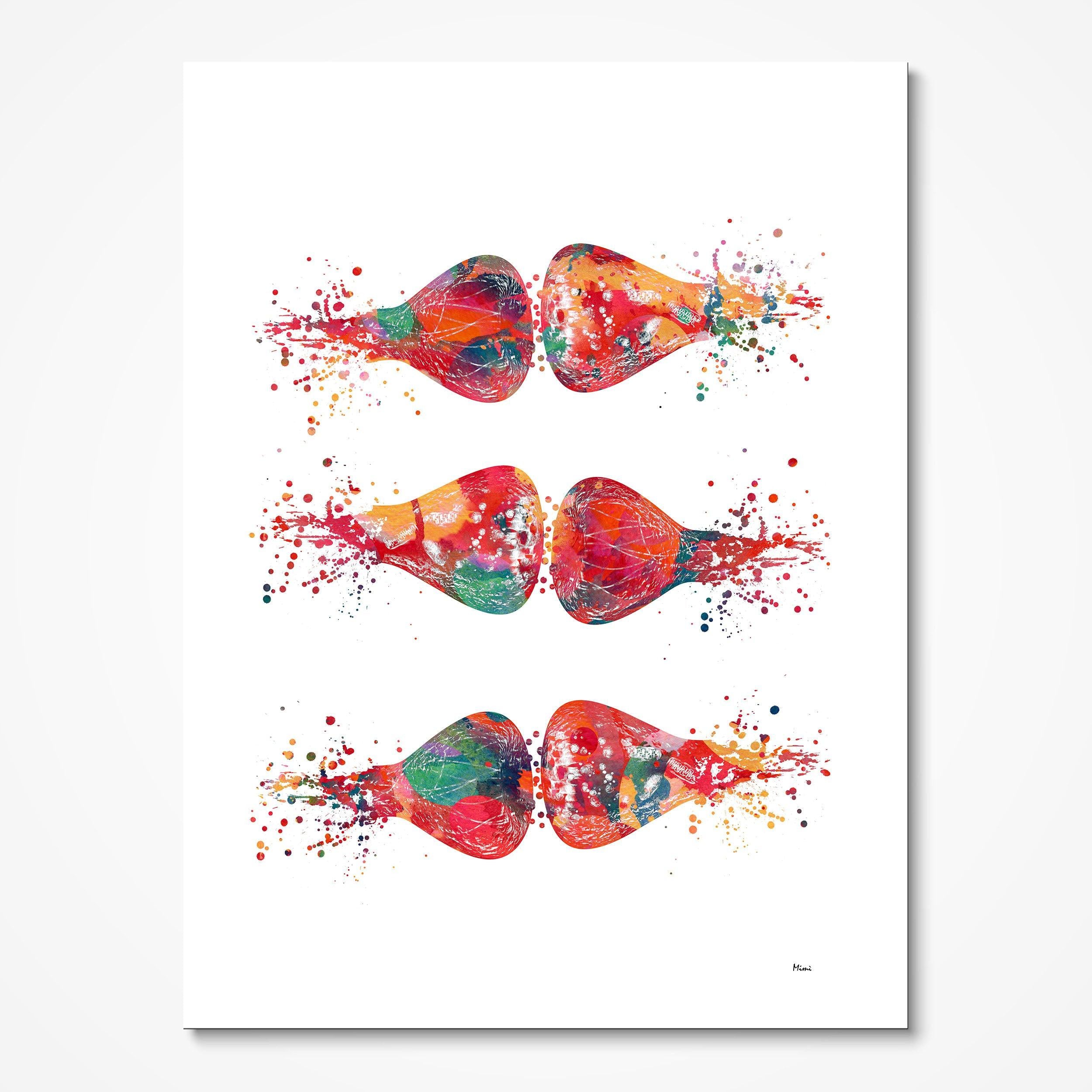 Brain Synapses watercolor art print for neurology clinic wall decor