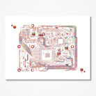Circuit Board watercolor art print for technology office wall decor