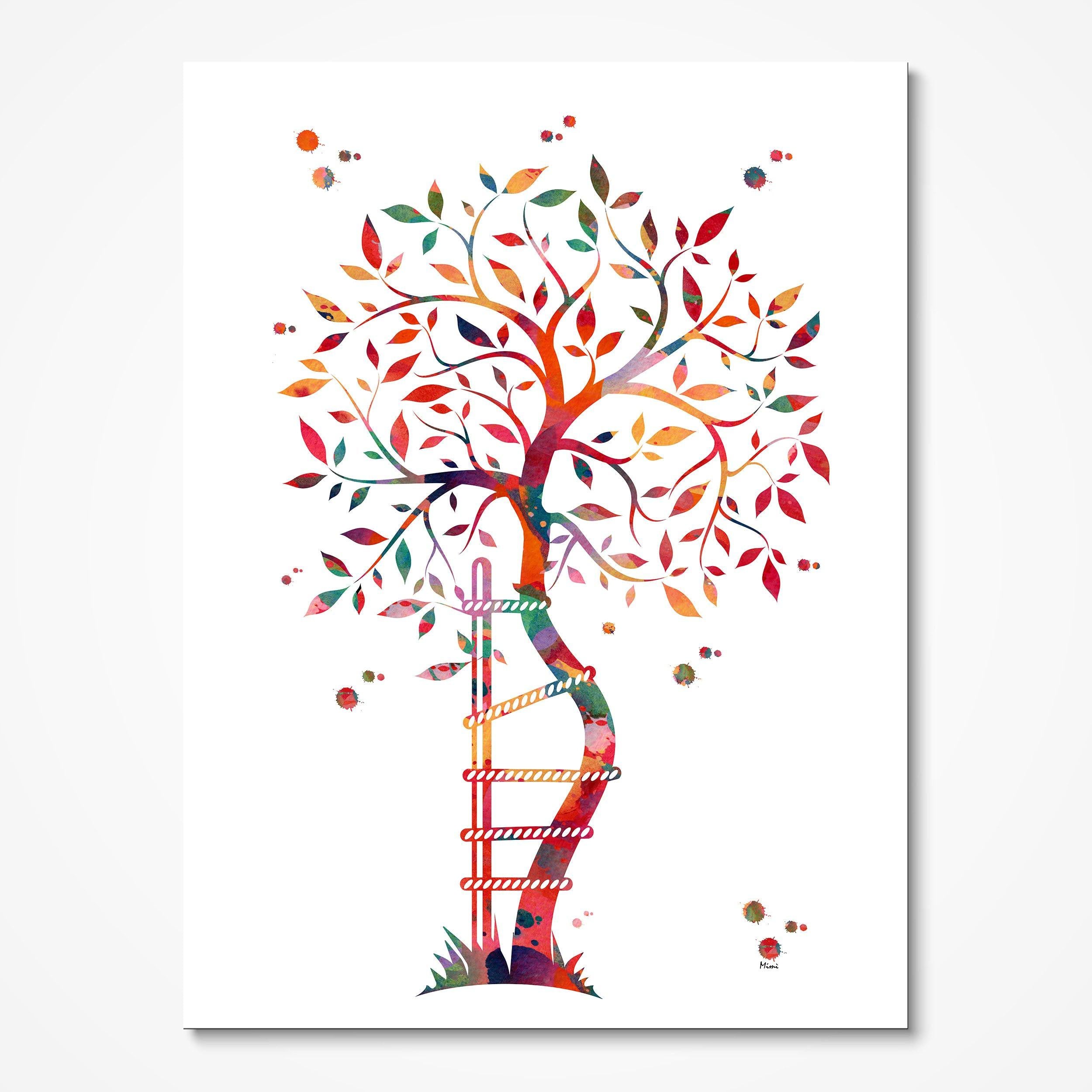 Crooked Tree watercolor art print for orthopedic clinic wall decor