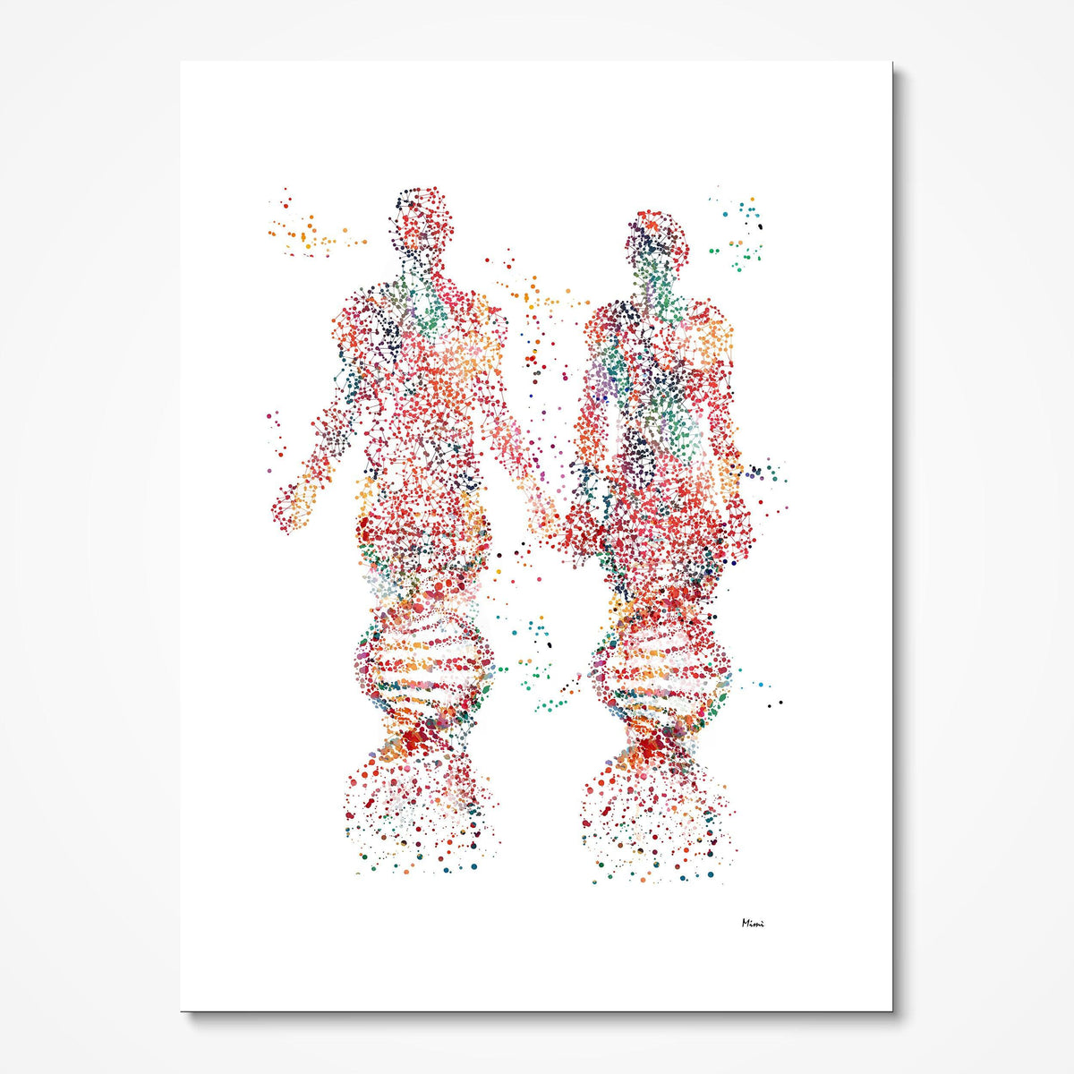 DNA Bodies watercolor art print for Genetics & Human Biology wall decor