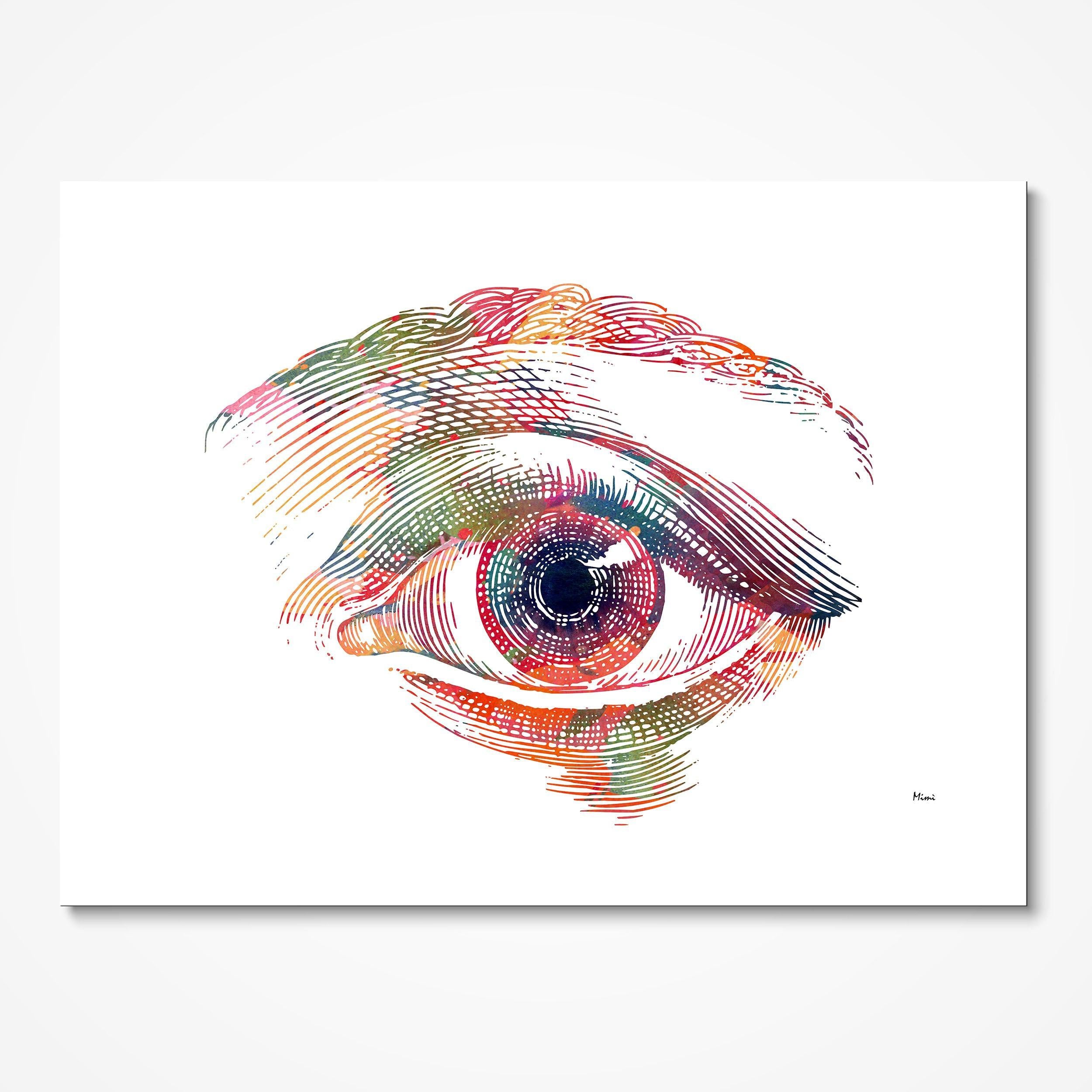 Human Eye Front View watercolor art print for optometry clinic wall decor