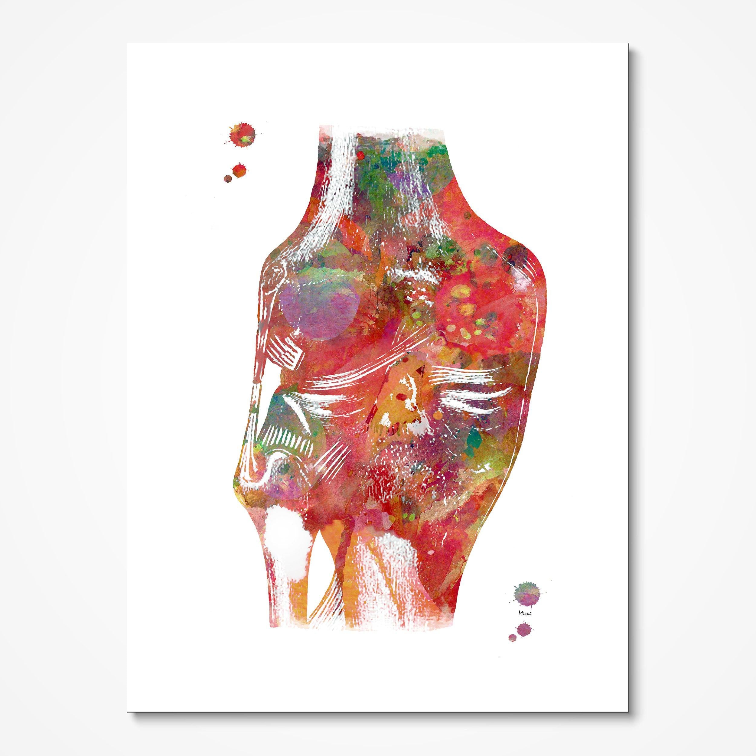 Knee Ligaments watercolor art print for orthopedic clinic wall decor