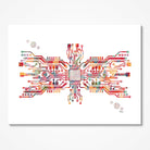 Motherboard & Binary watercolor art print for technology office wall decor