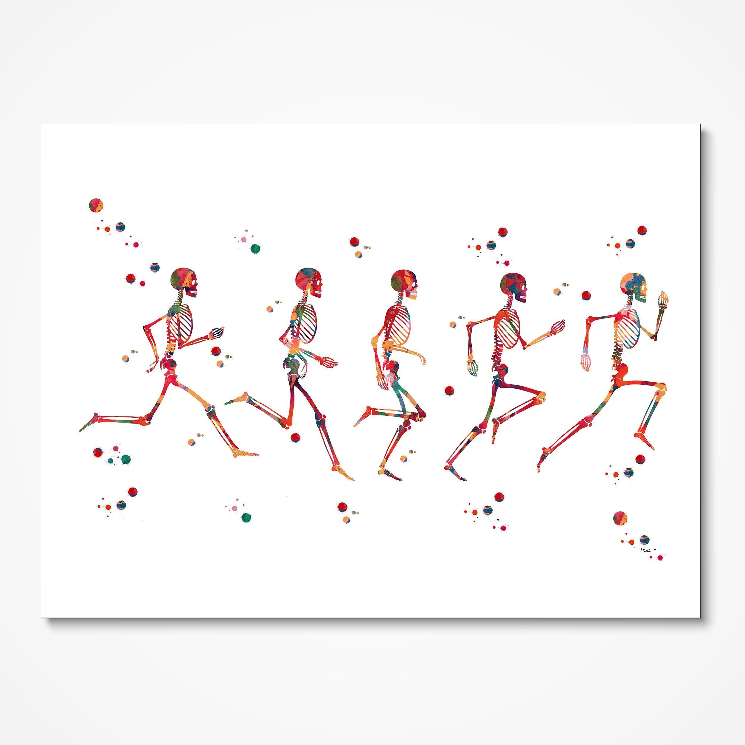 Running Phases Anatomy watercolor art print for orthopedic clinic wall decor