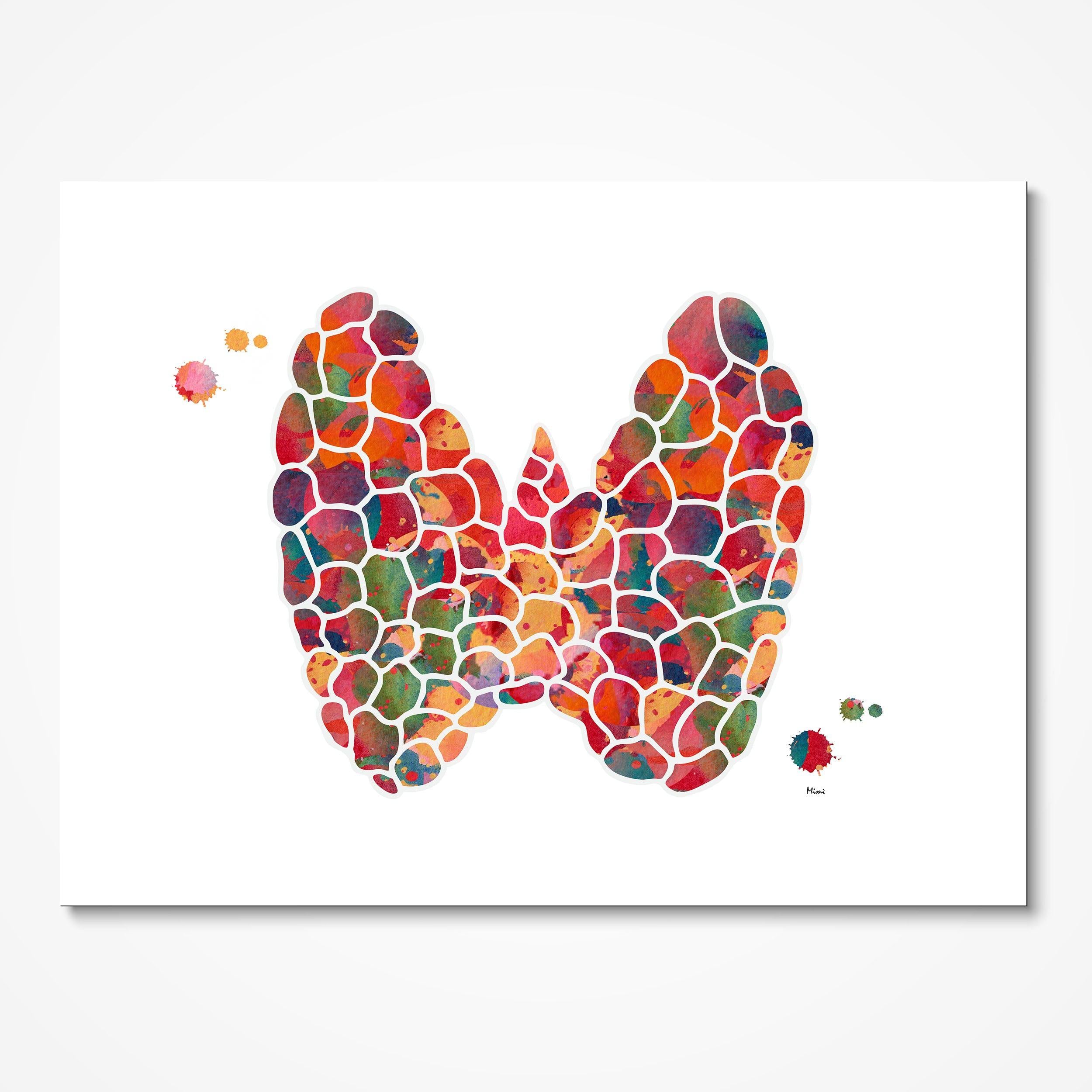 Thyroid Structure watercolor art print for endocrinology clinic wall decor